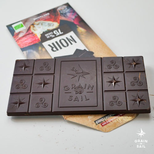 Dark chocolate bar 75% cocoa - 100g - Organic
