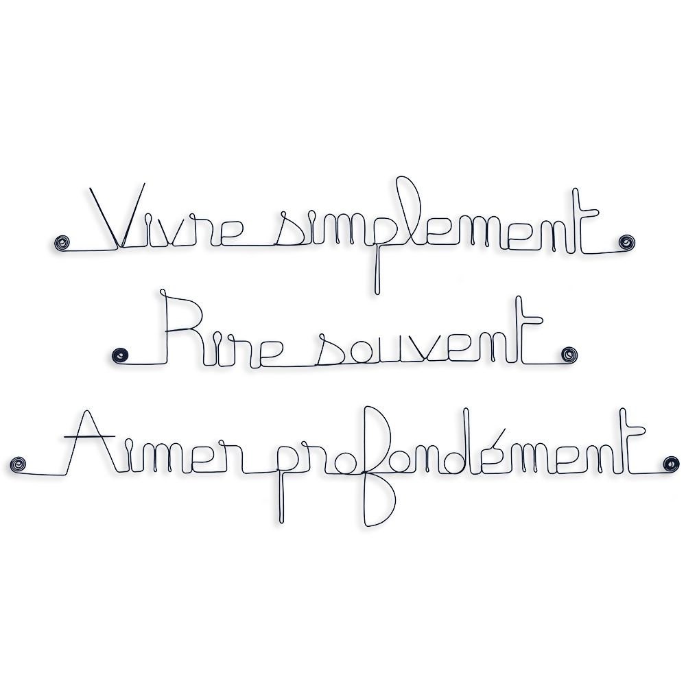 Citation en fil de fer " Vivre simplement, Rire souvent, Aimer profondément " - à punaiser - Bijoux de mur