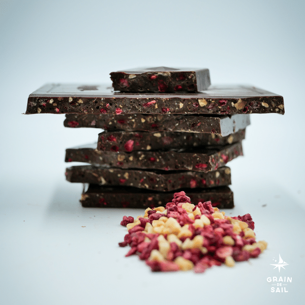 Dark Chocolate Raspberry and Praline Bar - 100G - ORGANIC