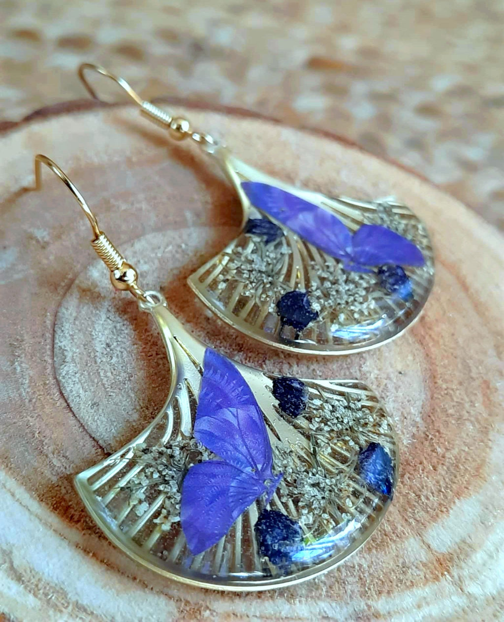 Boucles d'oreille, Fleur de carotte, Gypsophiles
