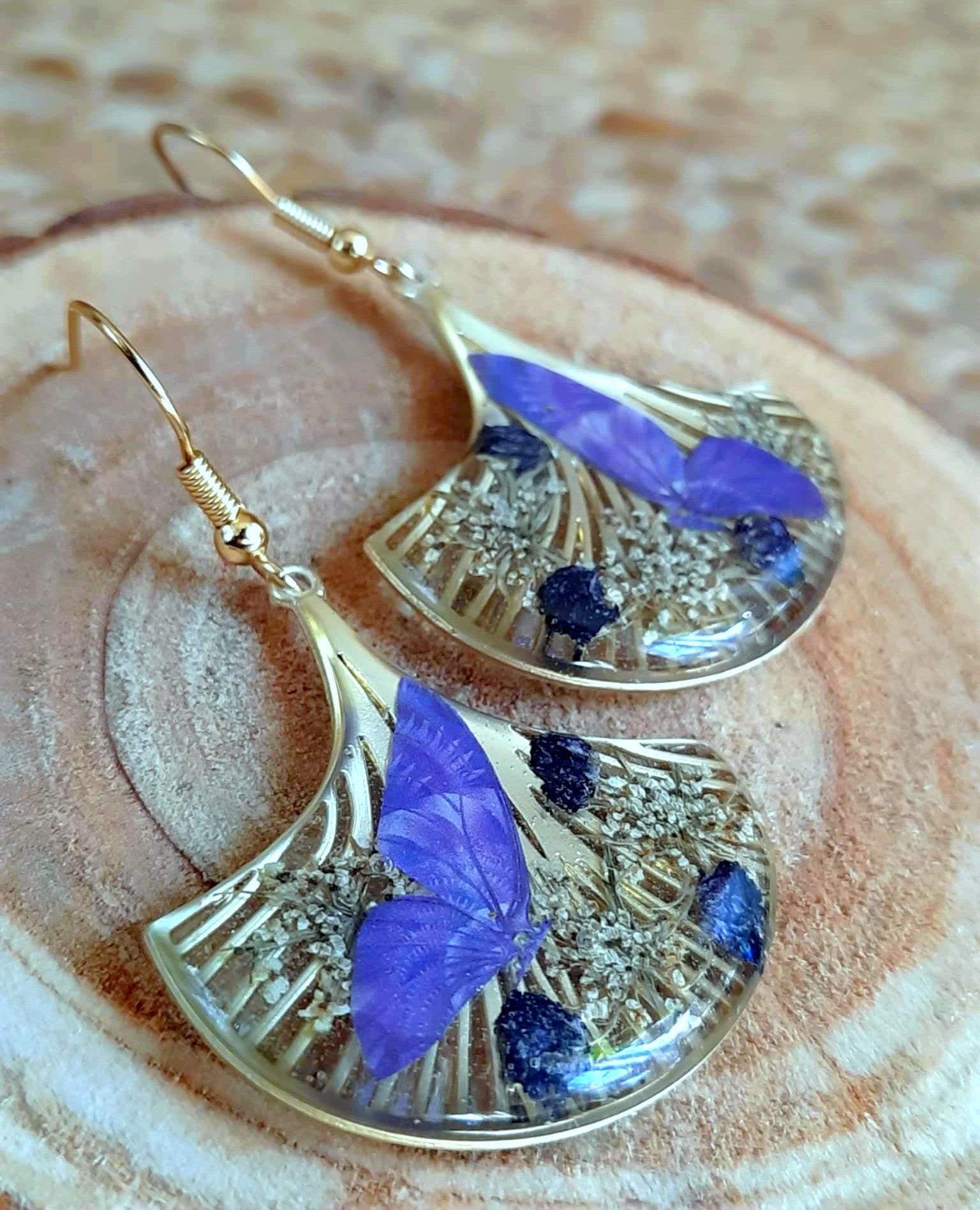 Boucles d'oreille, Fleur de carotte, Gypsophiles