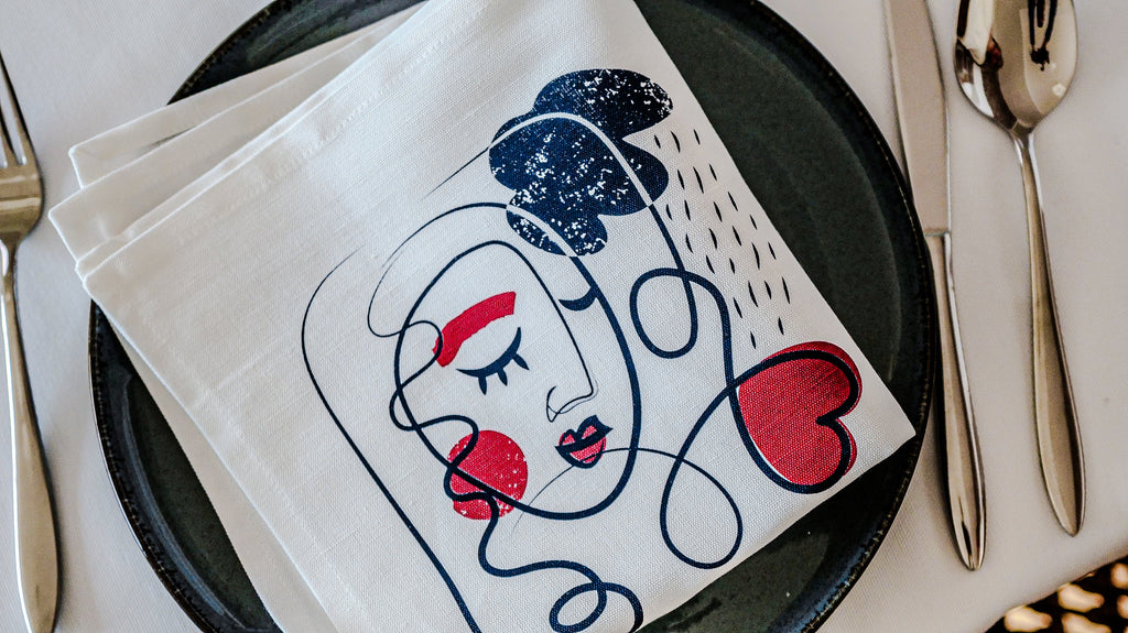 La serviette de table - Linge de table - "Les âmes sœurs"