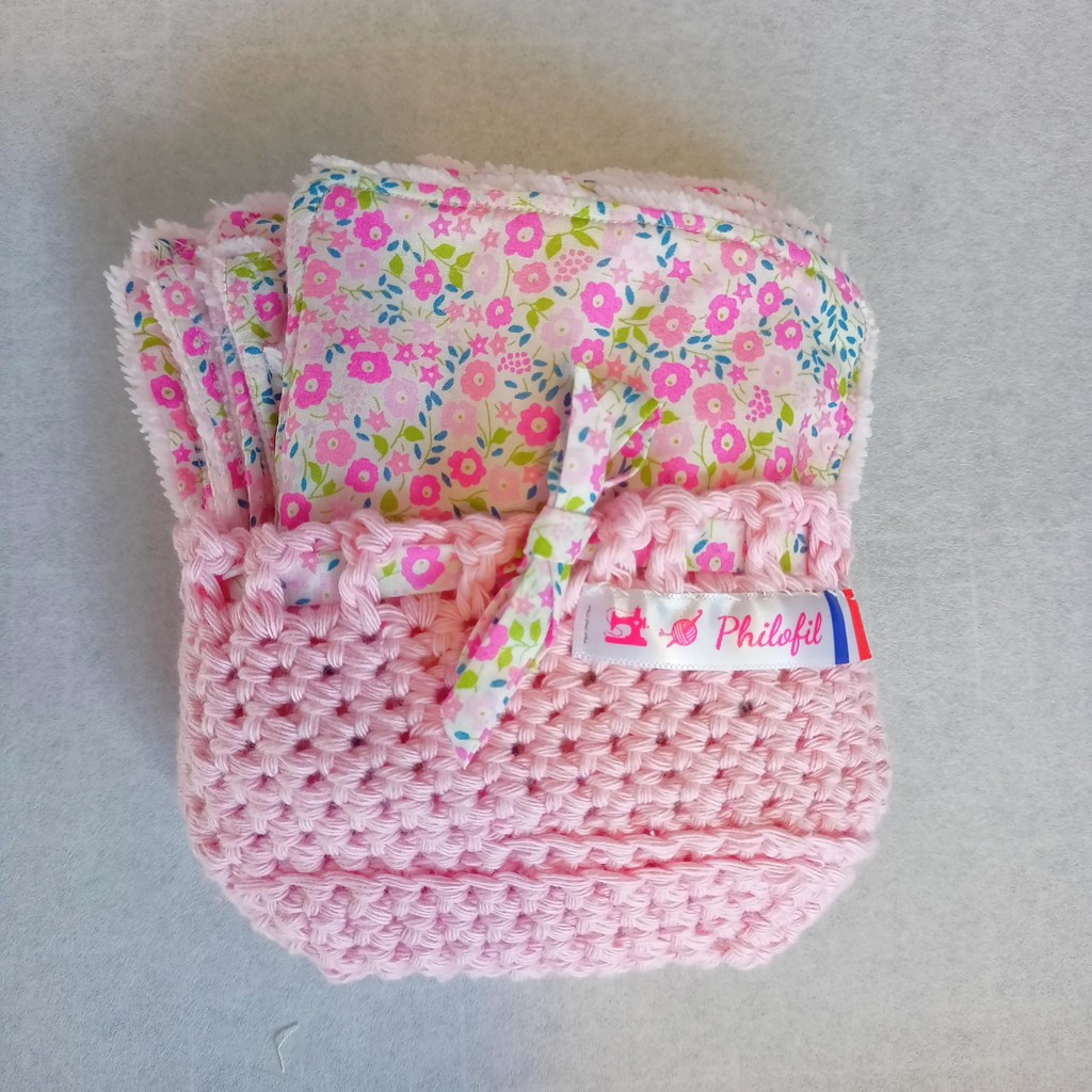 lots de 7 lingettes liberty motifs fleurs roses