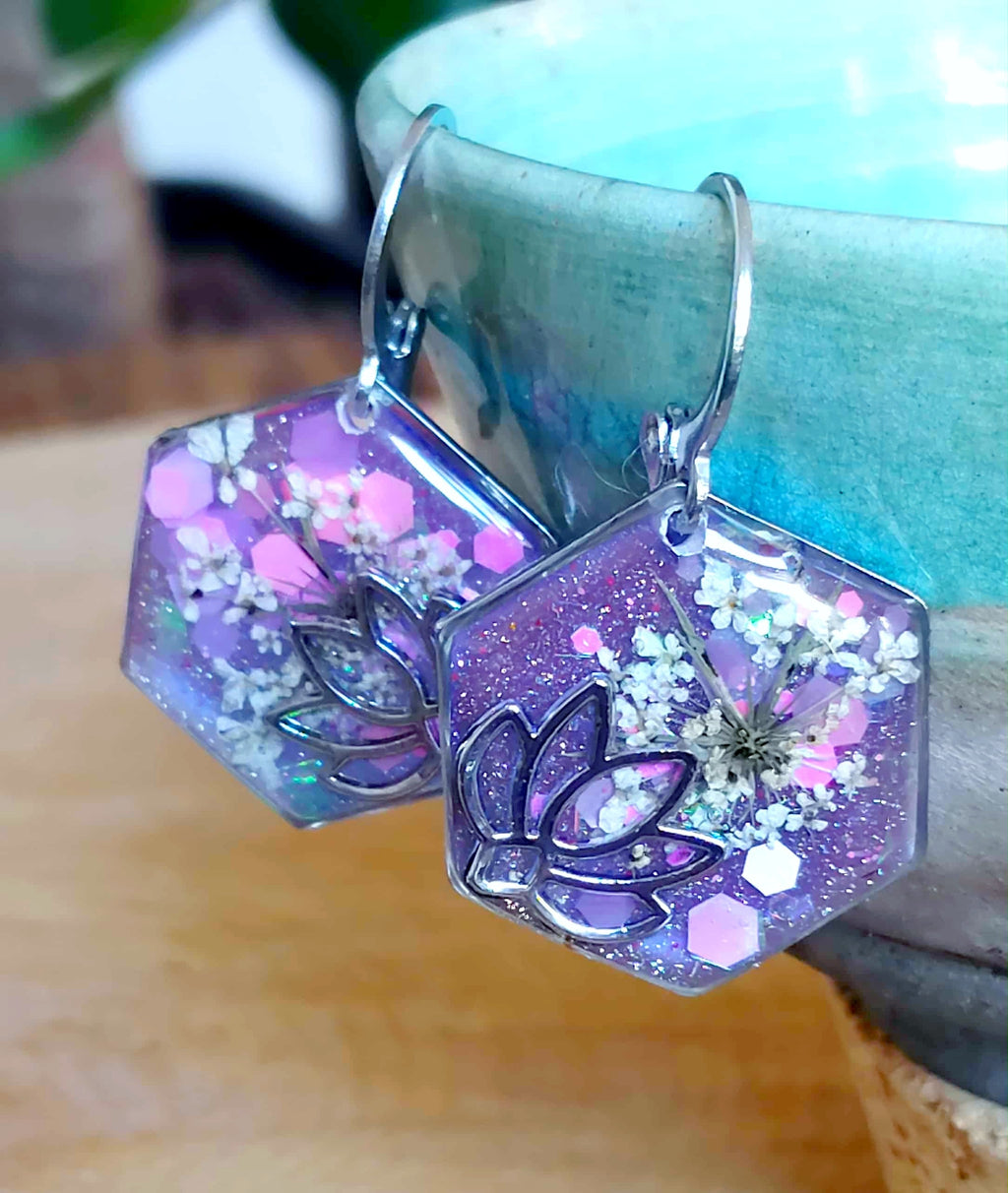 Boucles d'oreille Lotus Fleur de carotte