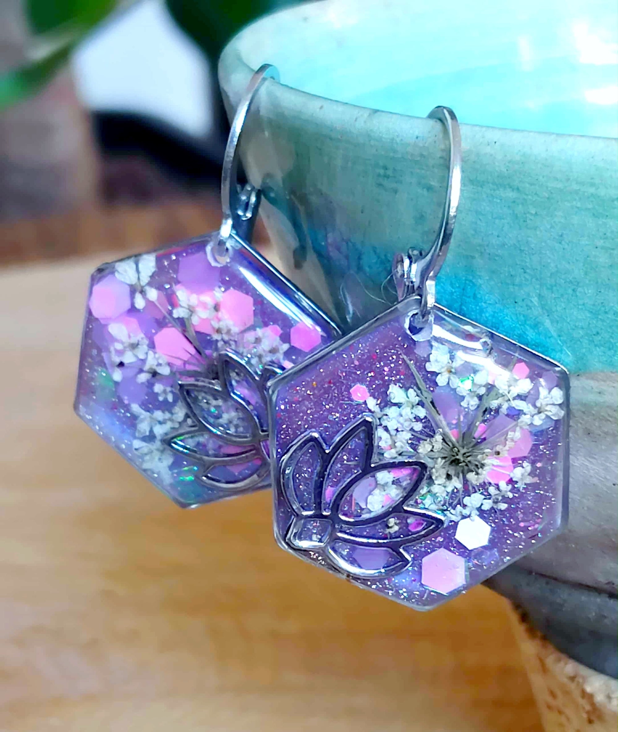 Boucles d'oreille Lotus Fleur de carotte