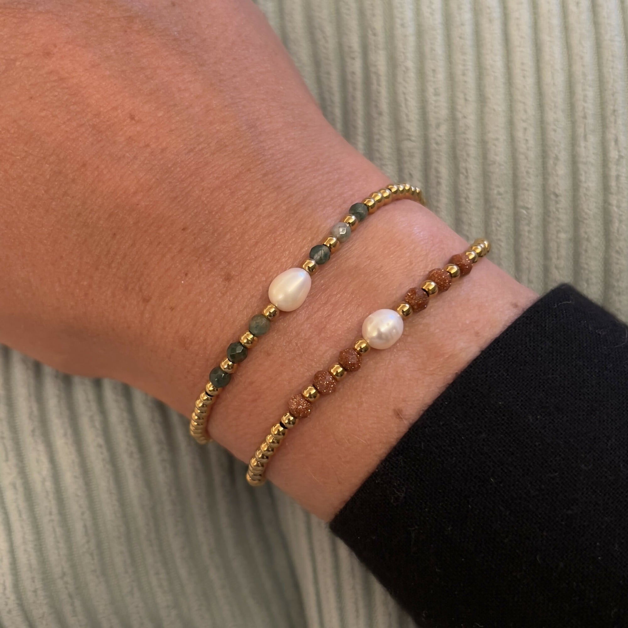 Bracelet perle eau douce & perles agate indienne