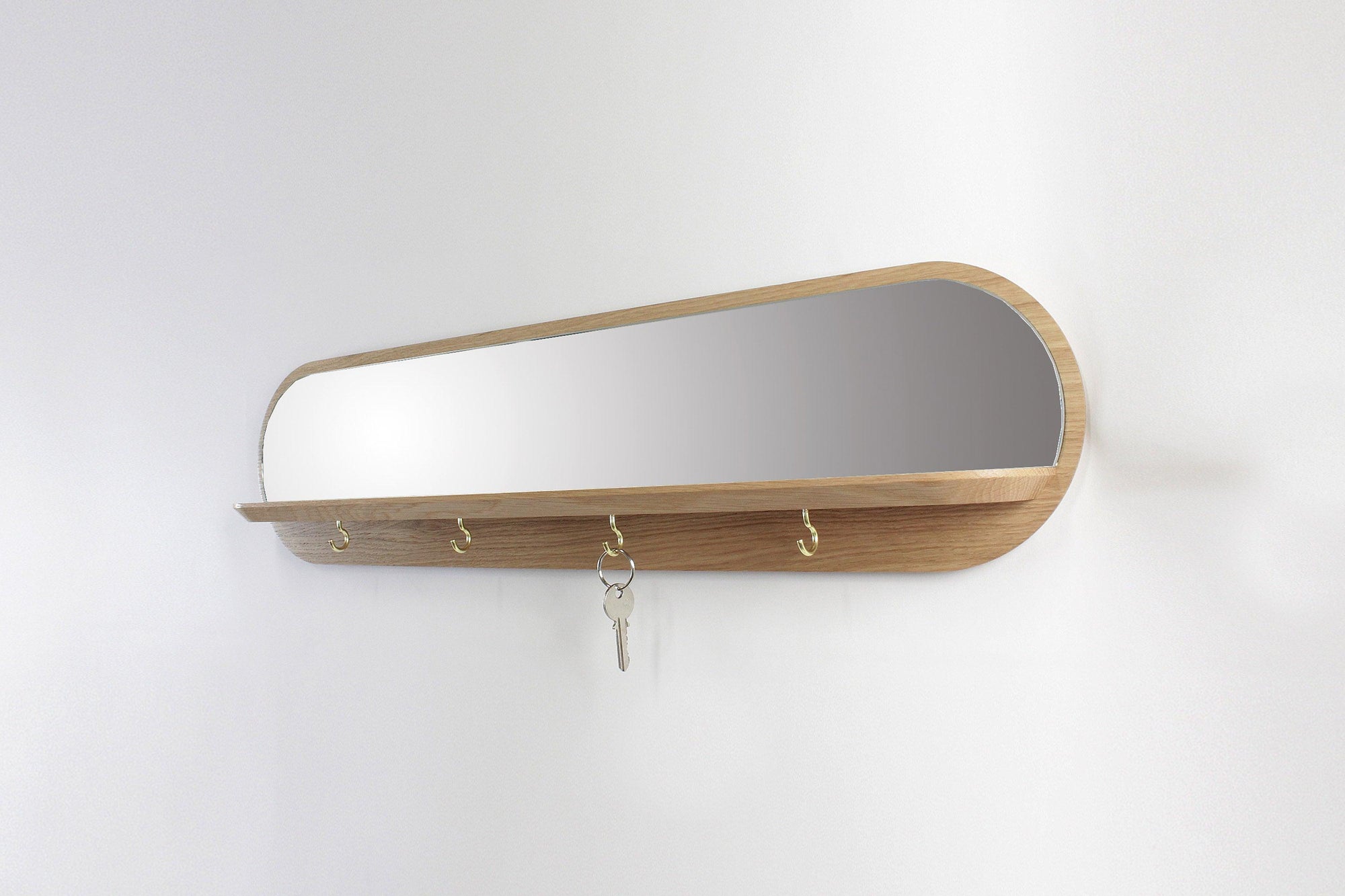 Moonlight - Miroir en chêne avec étagère et crochets