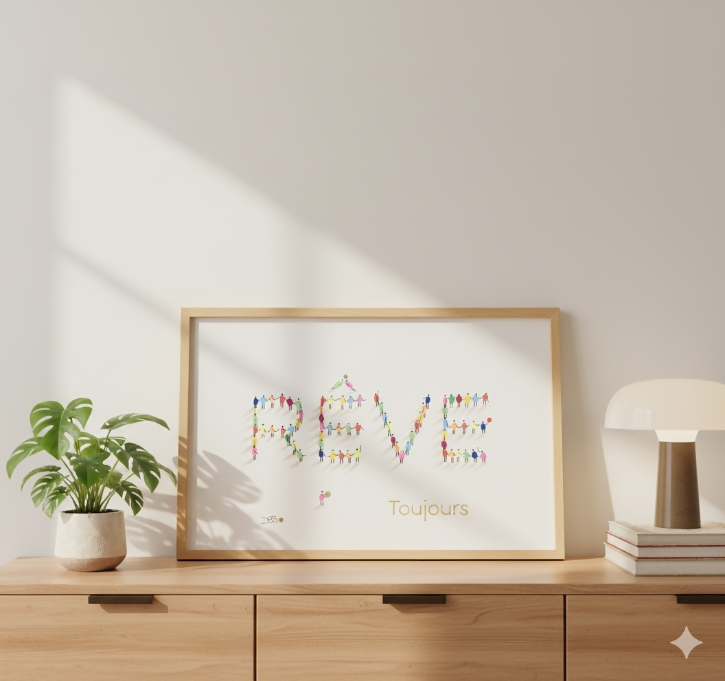 Dessin A4 mots doux (cadre en option)