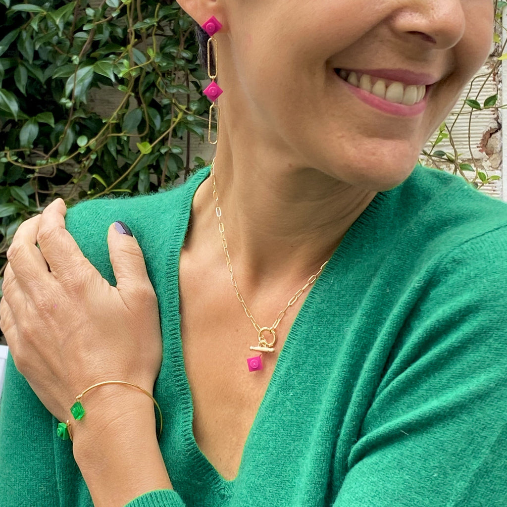 Hammered rectangular mesh necklace - Les Danseuses