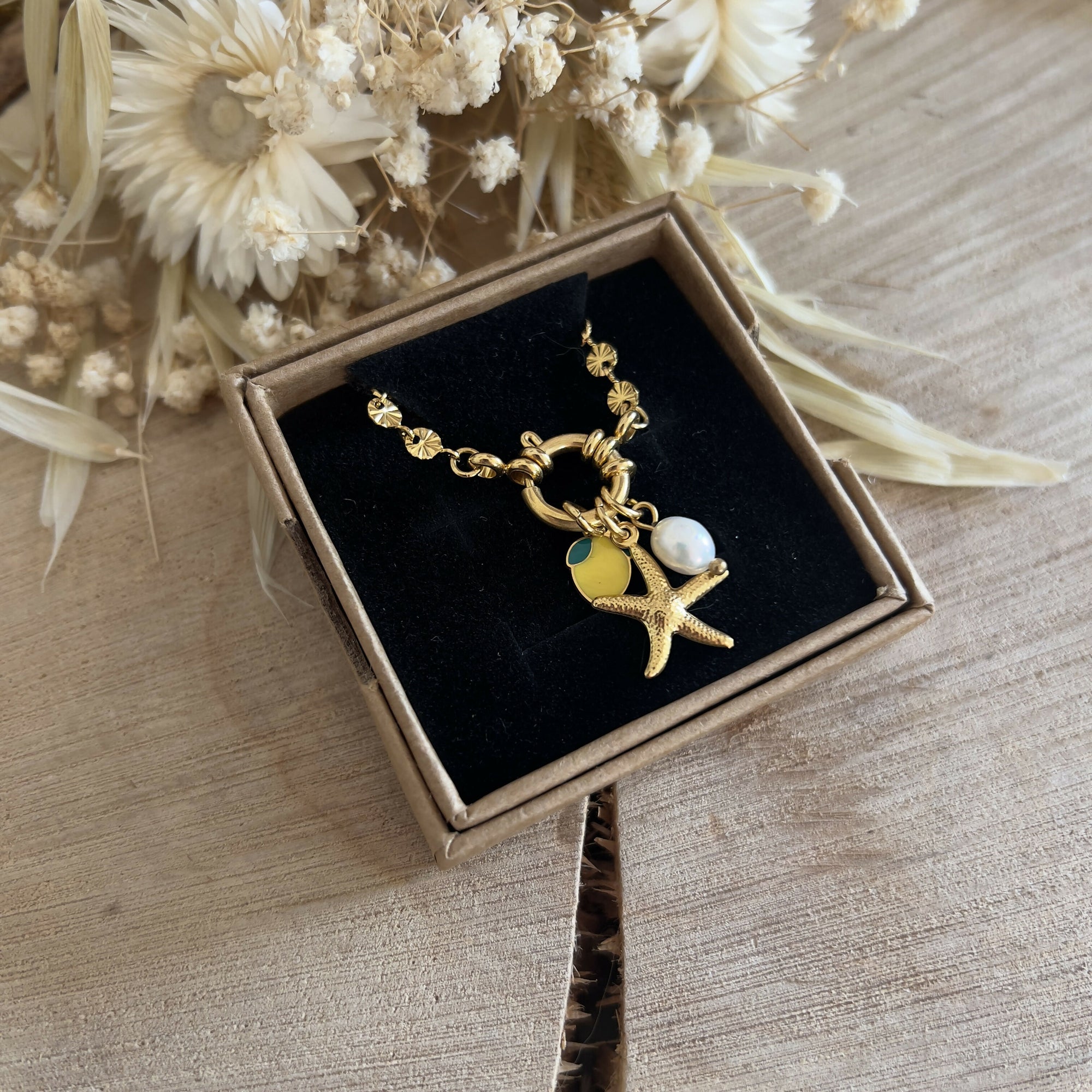 Collier interchangeable étoile de mer perle d'eau douce