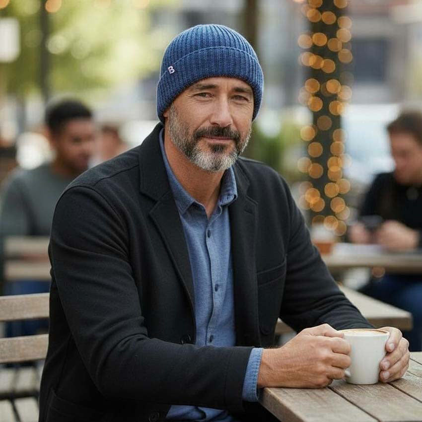 Bonnet laine recyclé bleu