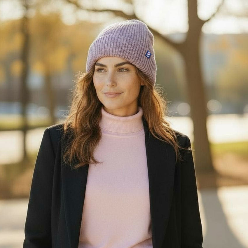 Bonnet laine recyclé rose