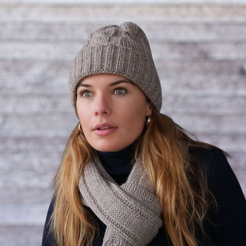 Bonnet et Echarpe Alpaga - Blanc Bonnet