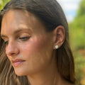 Earrings with a round Lego brick