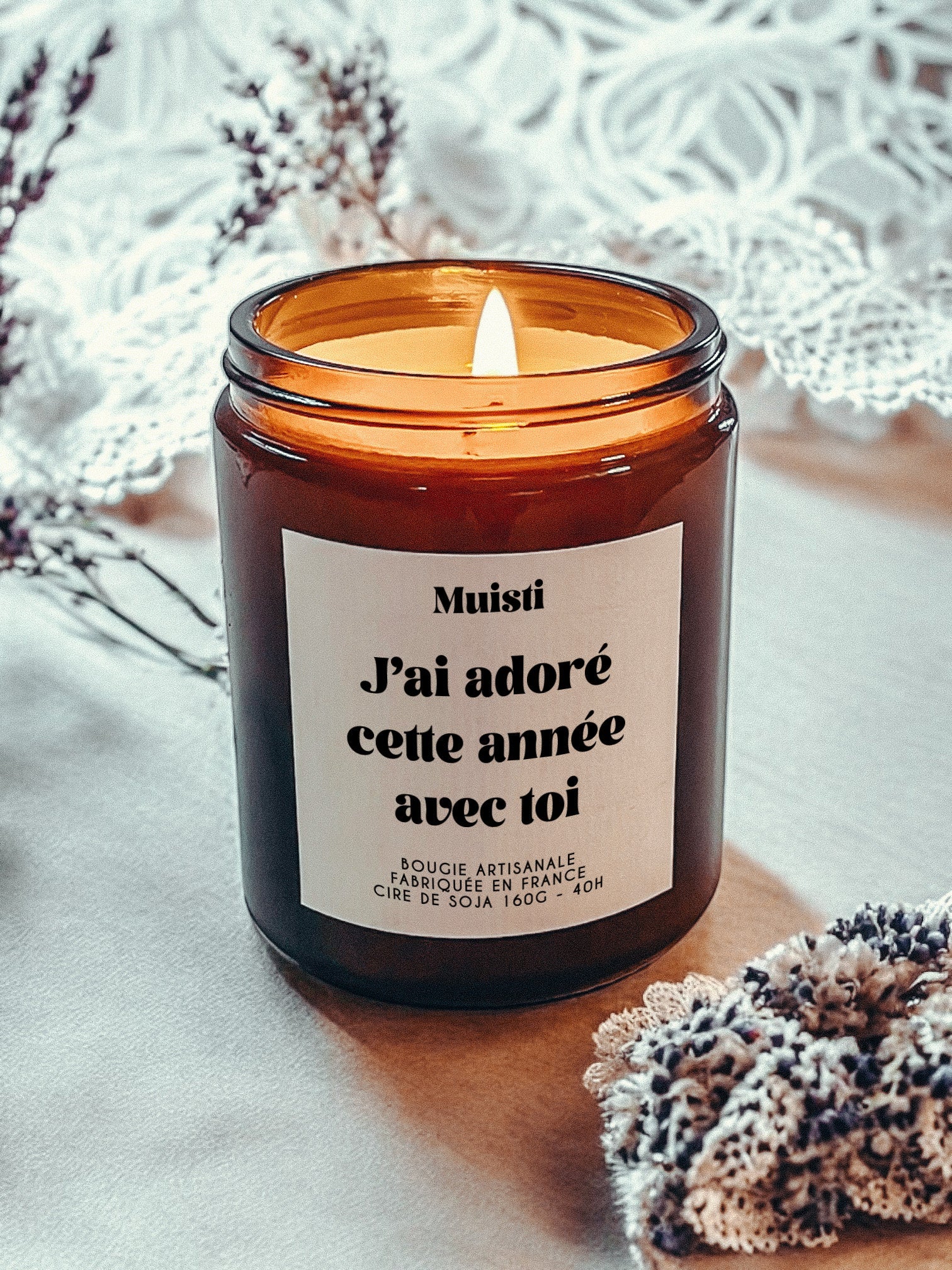 Bougie à message - J'ai adoré cette année avec toi