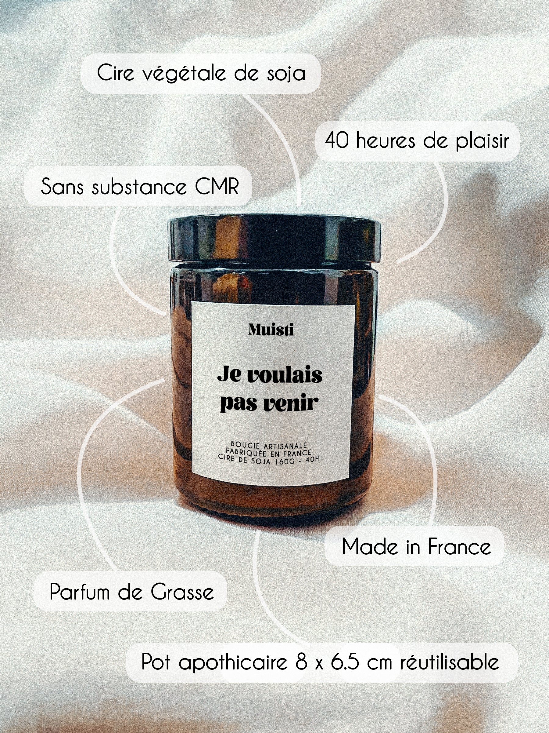 Bougie à message - Je voulais pas venir