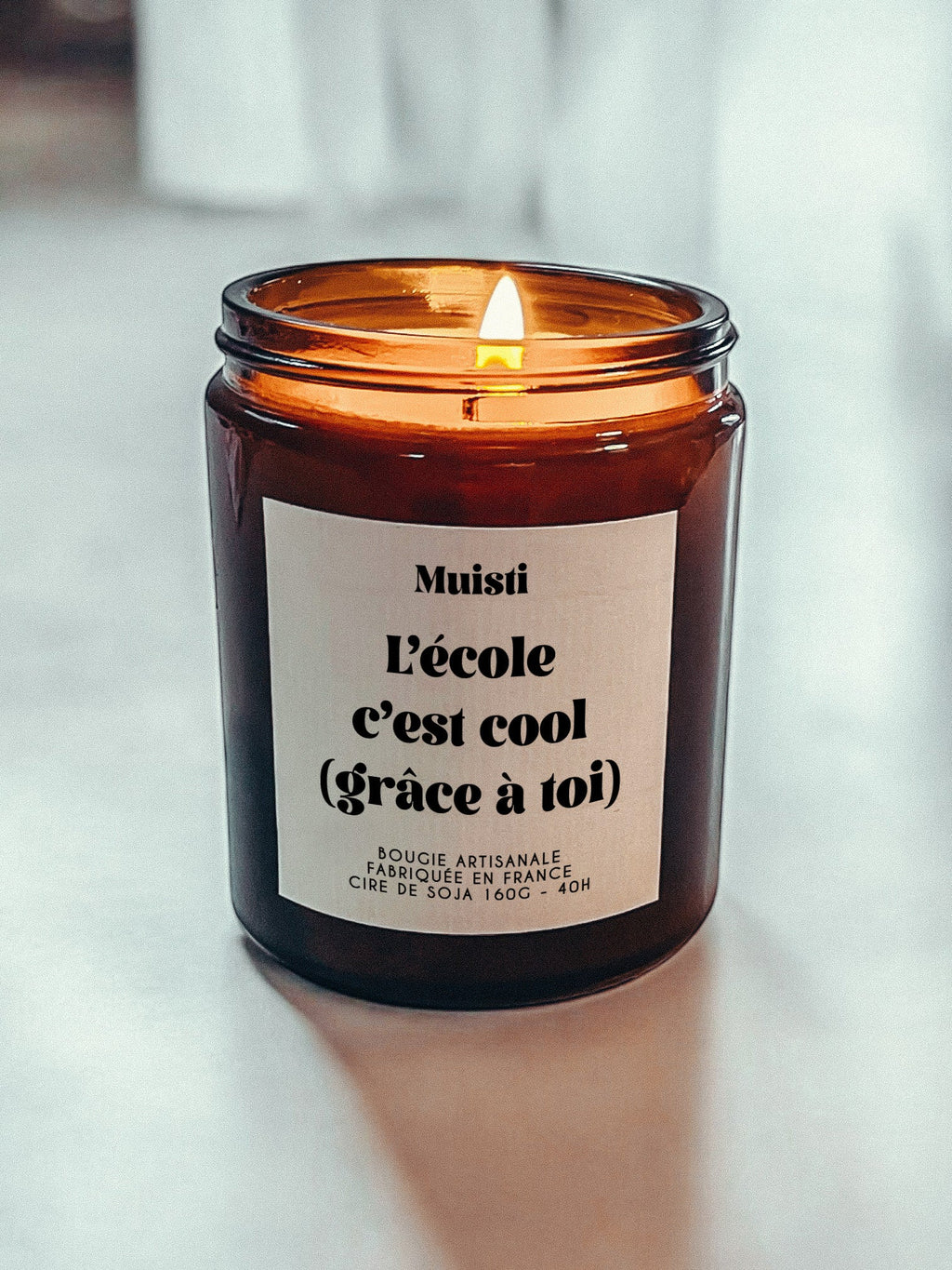 Bougie à message - L'école c'est cool (grace à toi)