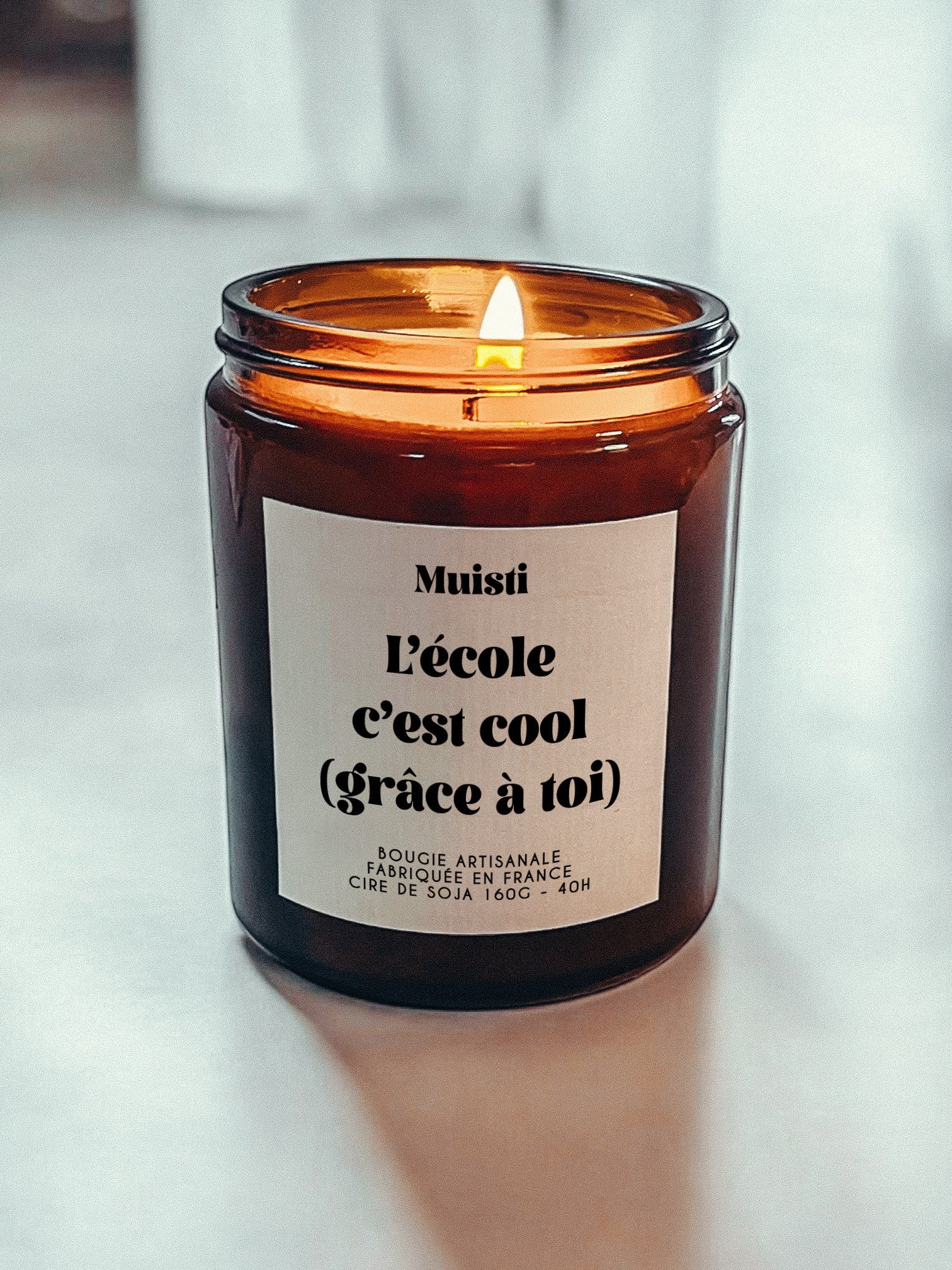 Bougie à message - L'école c'est cool (grace à toi)