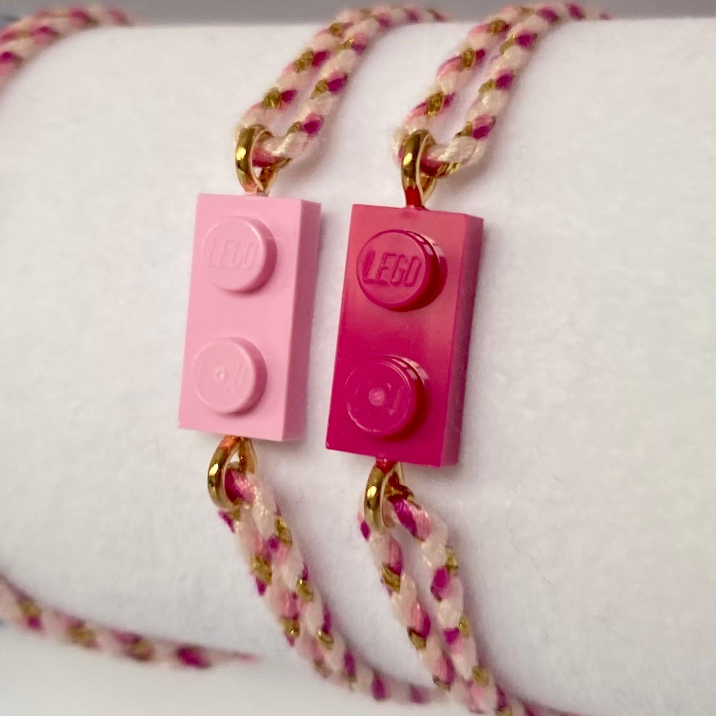 Adjustable braided pink gradient cord bracelet