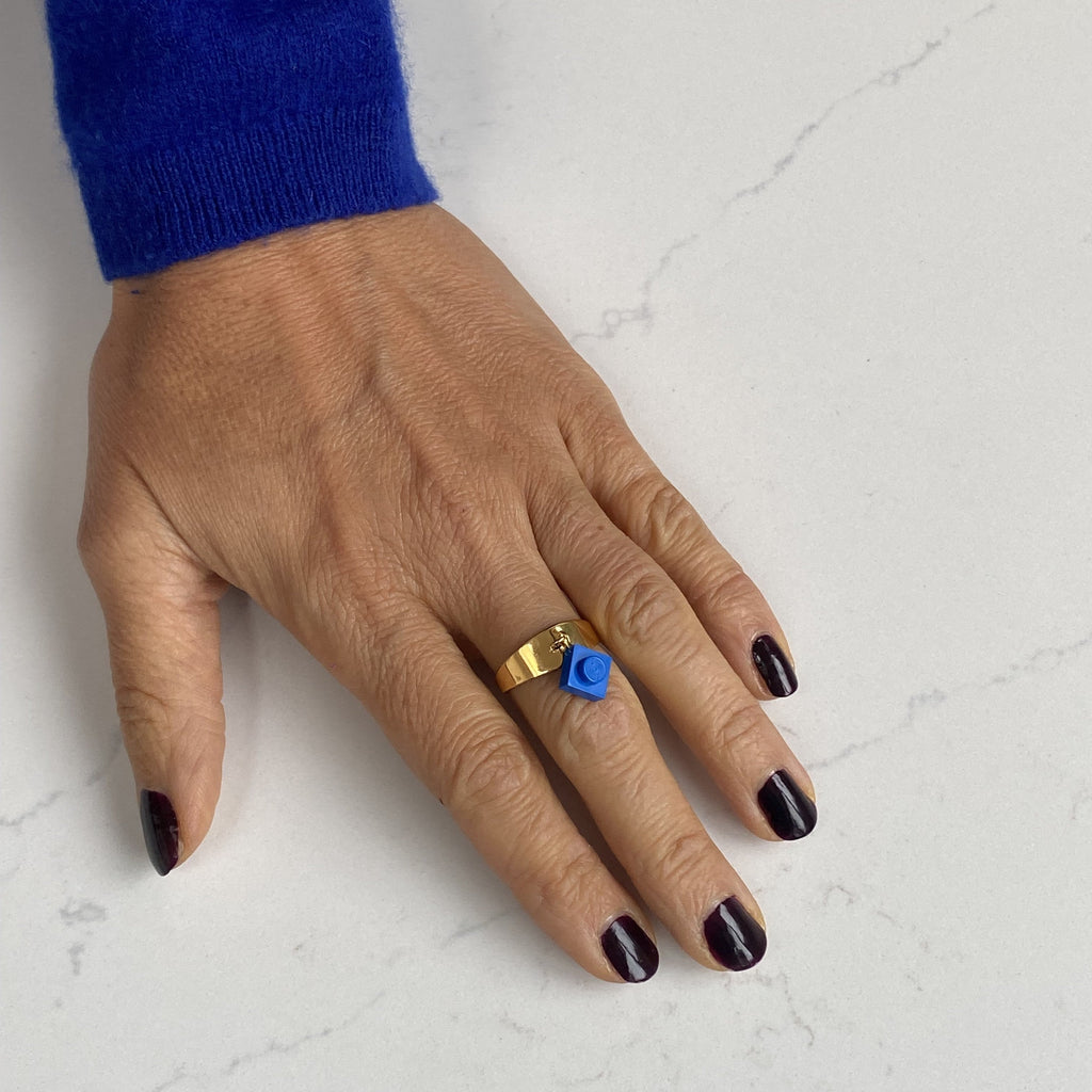 Bague dorée large ajustable - Les Rockeuses