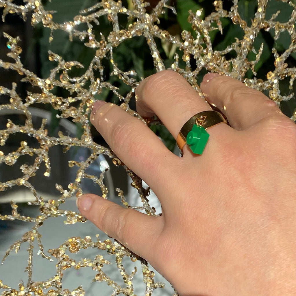 Bague dorée large ajustable - Les Rockeuses