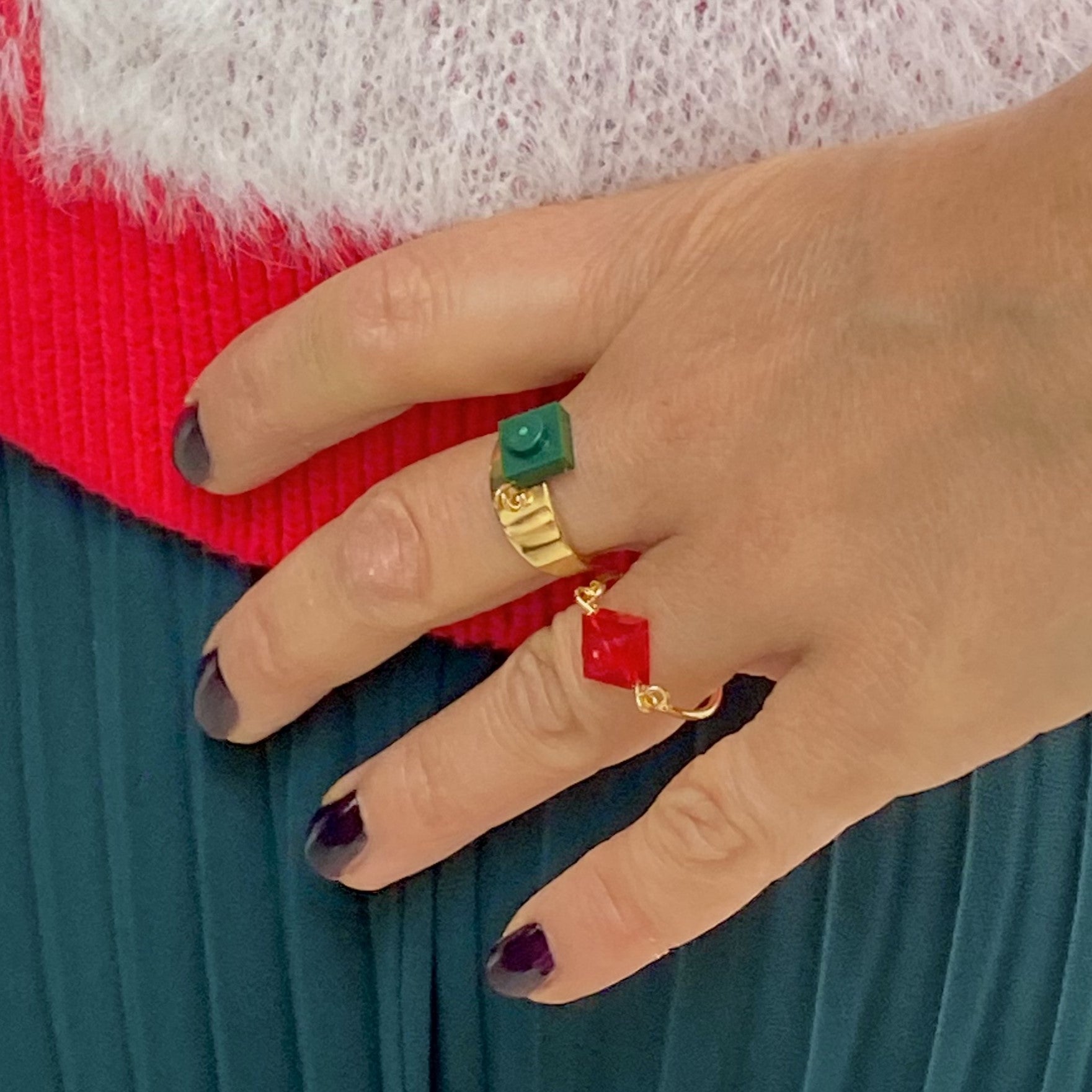 Bague dorée large ajustable - Les Rockeuses