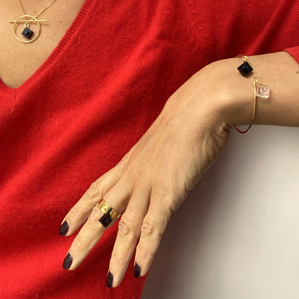 Bague dorée large ajustable - Les Rockeuses