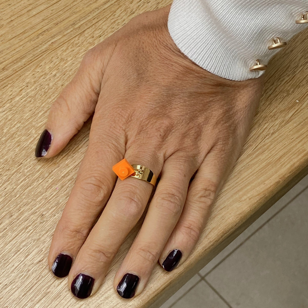 Bague dorée large ajustable - Les Rockeuses