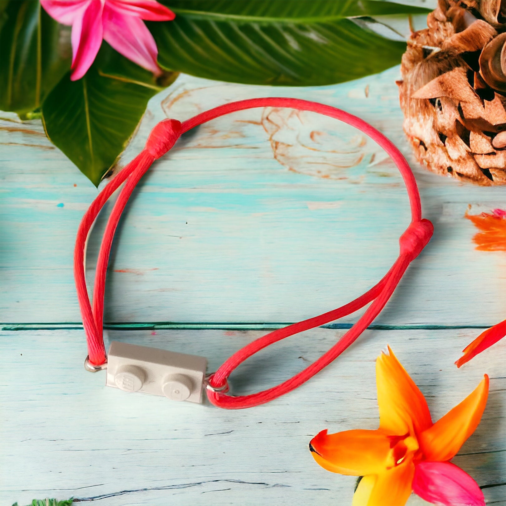 Bracelet avec une brique Lego et cordon coton ajustable