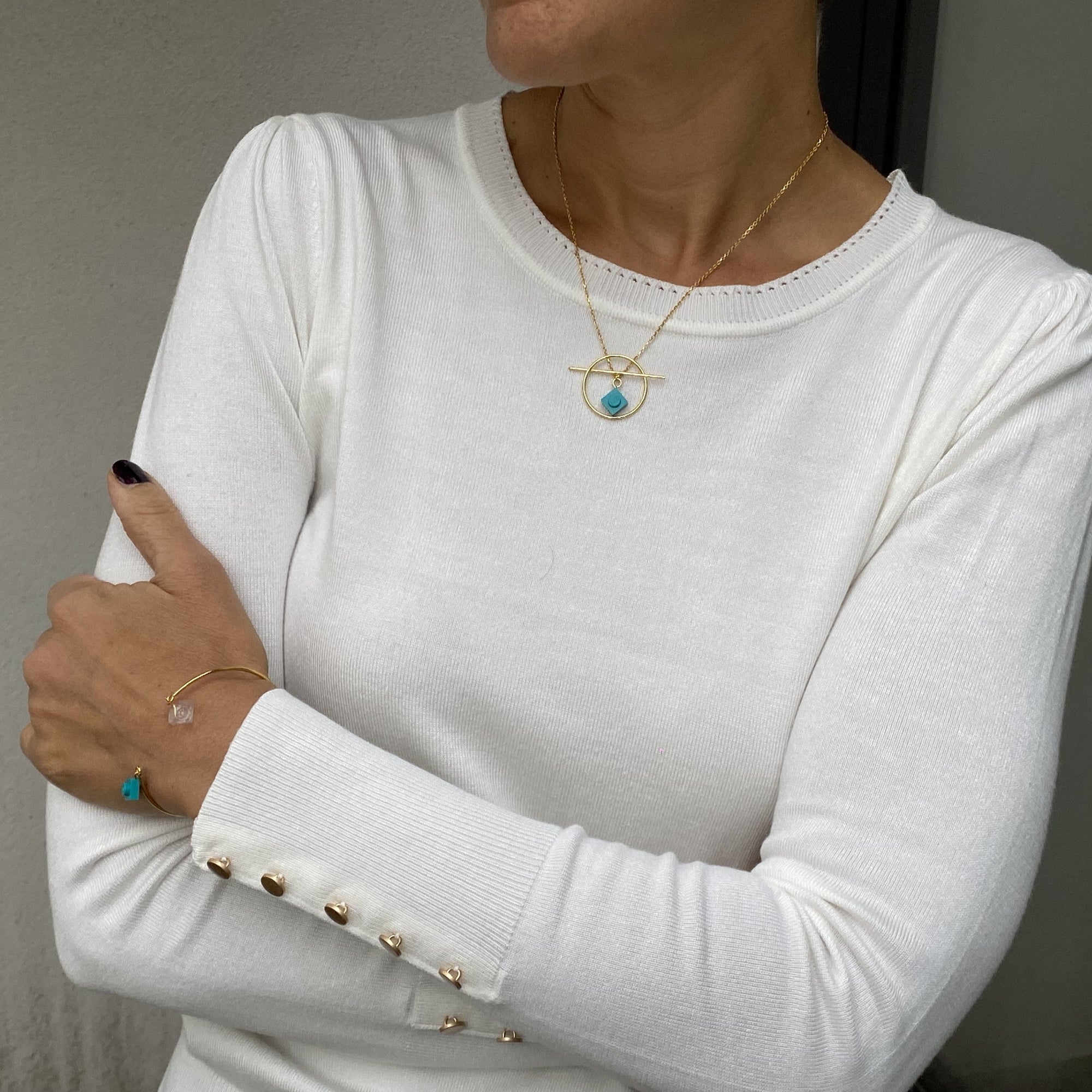 Collier géométrique avec une brique Lego - Les Astucieuses