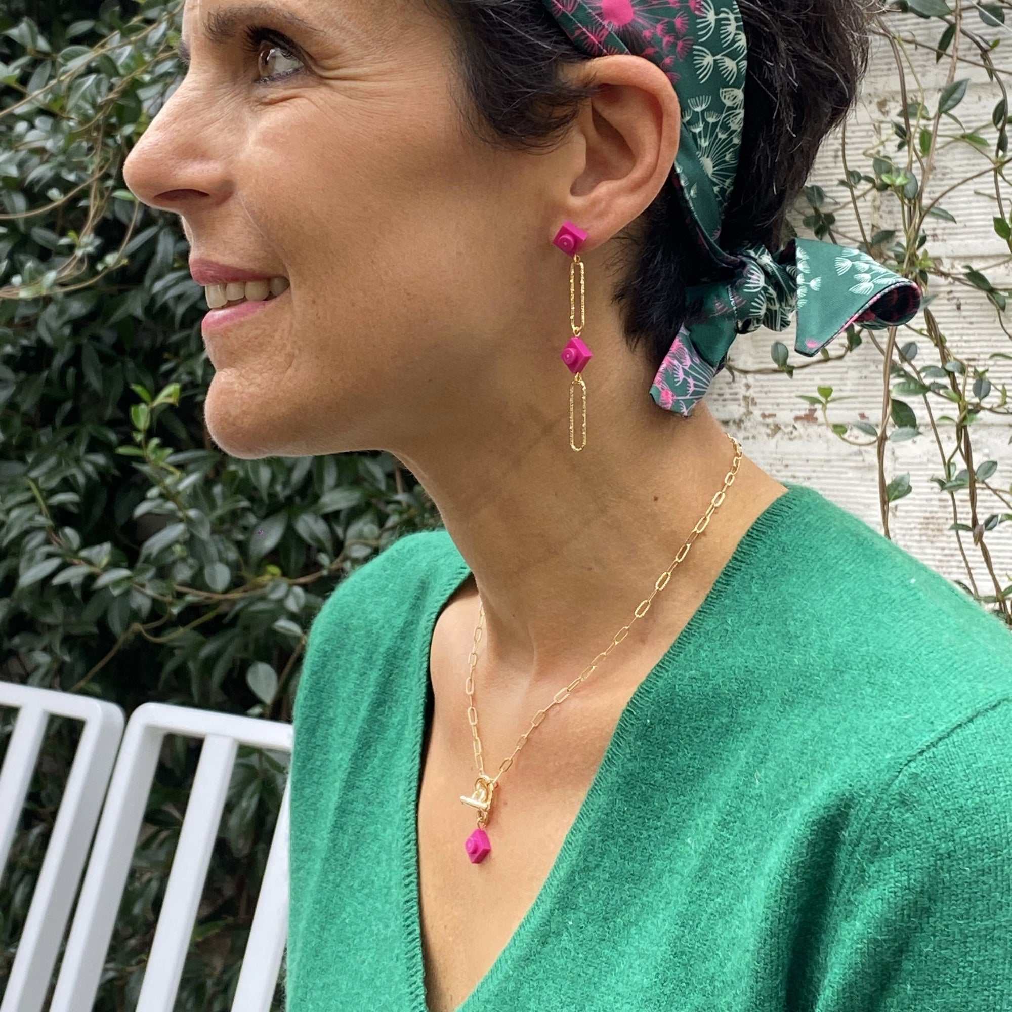 Collier maille rectangle martelée - Les Danseuses