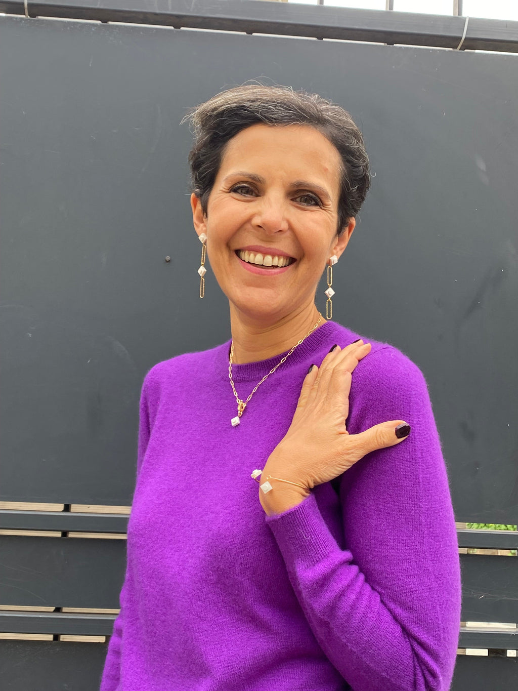 Collier maille rectangle martelée - Les Danseuses