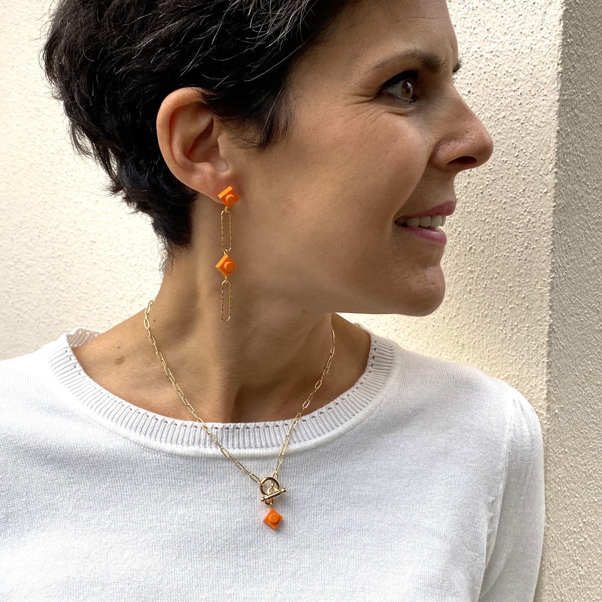 Collier maille rectangle martelée - Les Danseuses