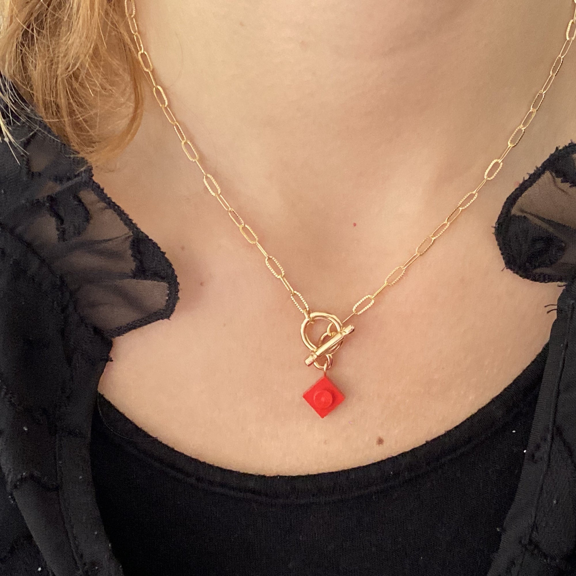 Collier maille rectangle martelée - Les Danseuses