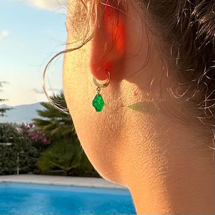 Mini stainless steel sleeper earrings with a Lego® brick