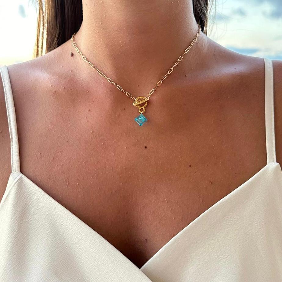 Hammered rectangular mesh necklace - Les Danseuses