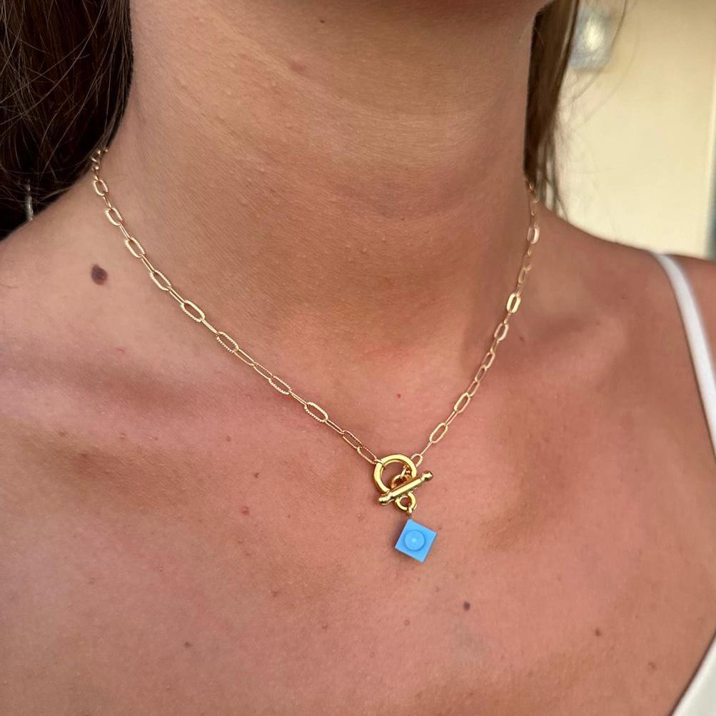 Hammered rectangular mesh necklace - Les Danseuses