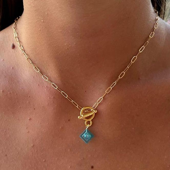 Hammered rectangular mesh necklace - Les Danseuses