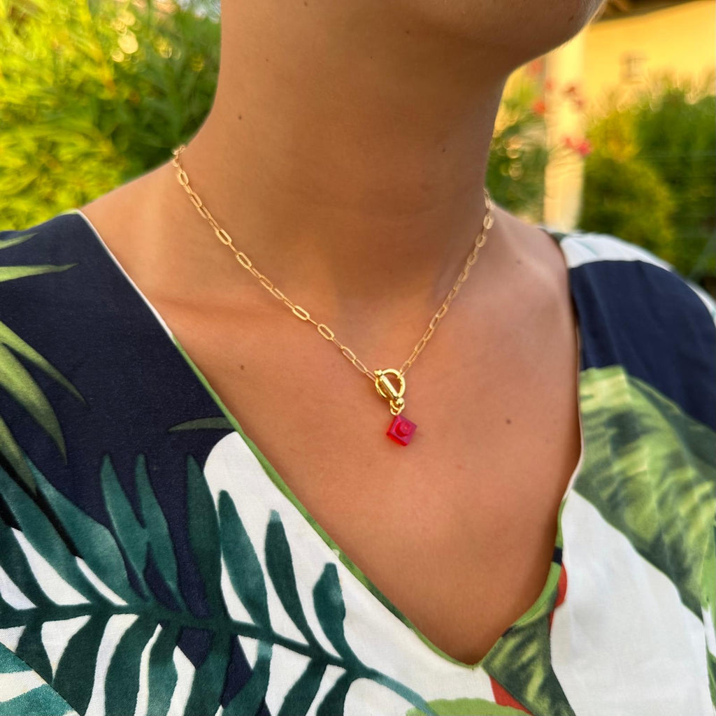 Hammered rectangular mesh necklace - Les Danseuses