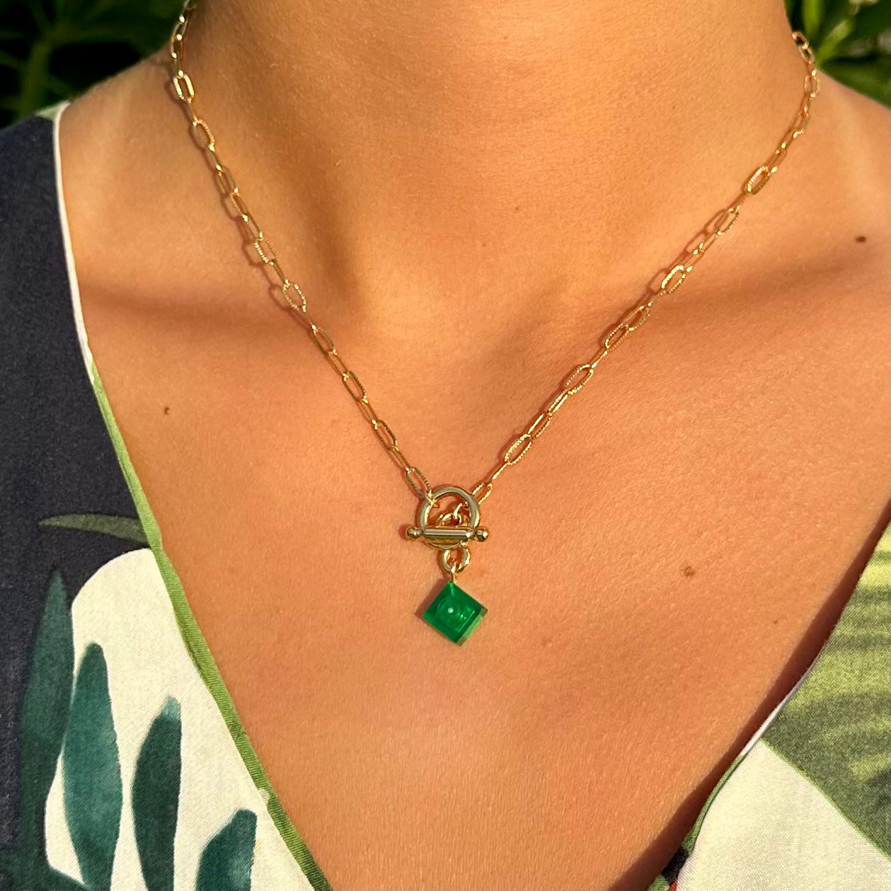 Hammered rectangular mesh necklace - Les Danseuses