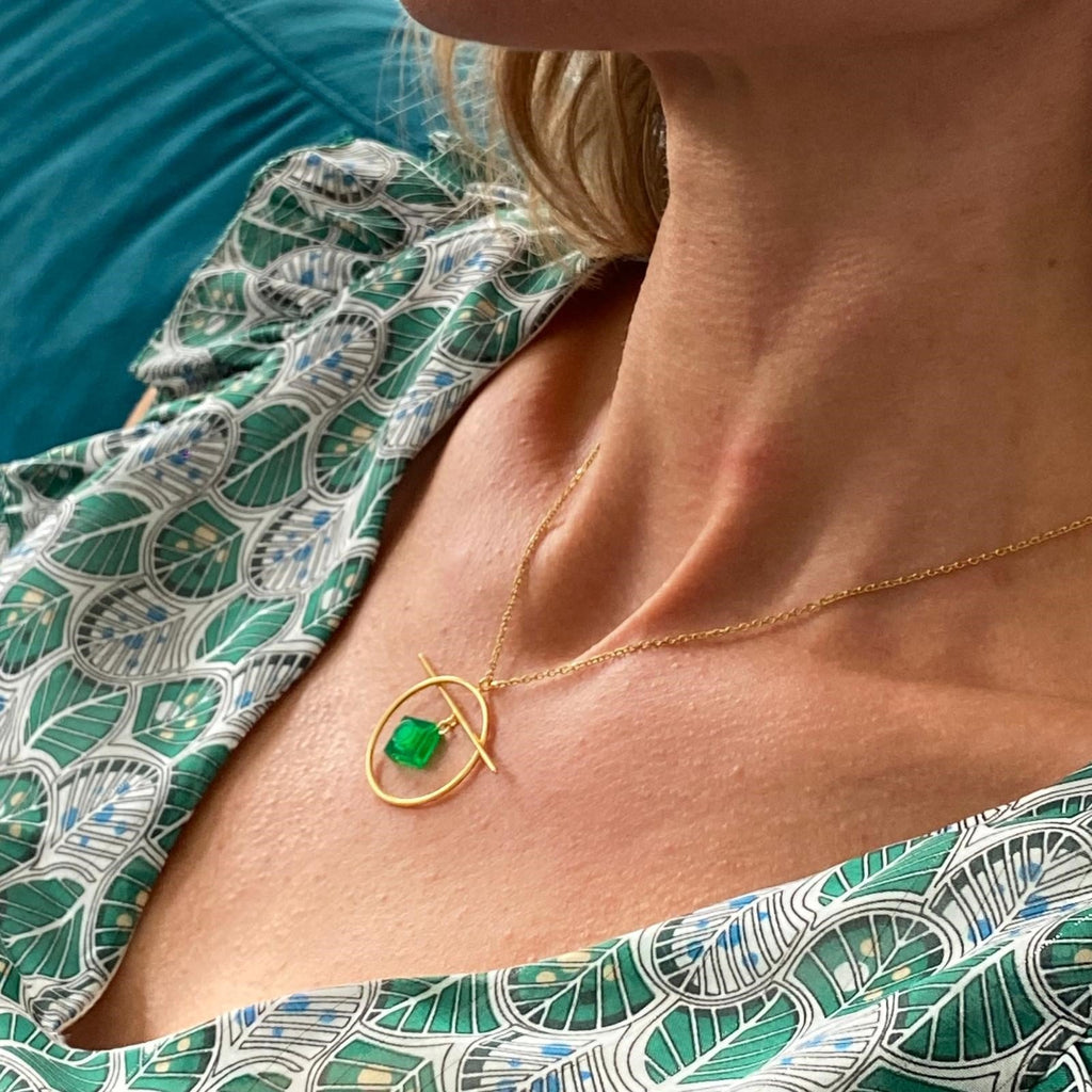 Geometric necklace with a Lego brick - Les Astucieuses