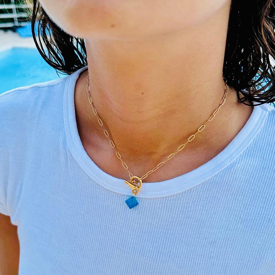 Hammered rectangular mesh necklace - Les Danseuses
