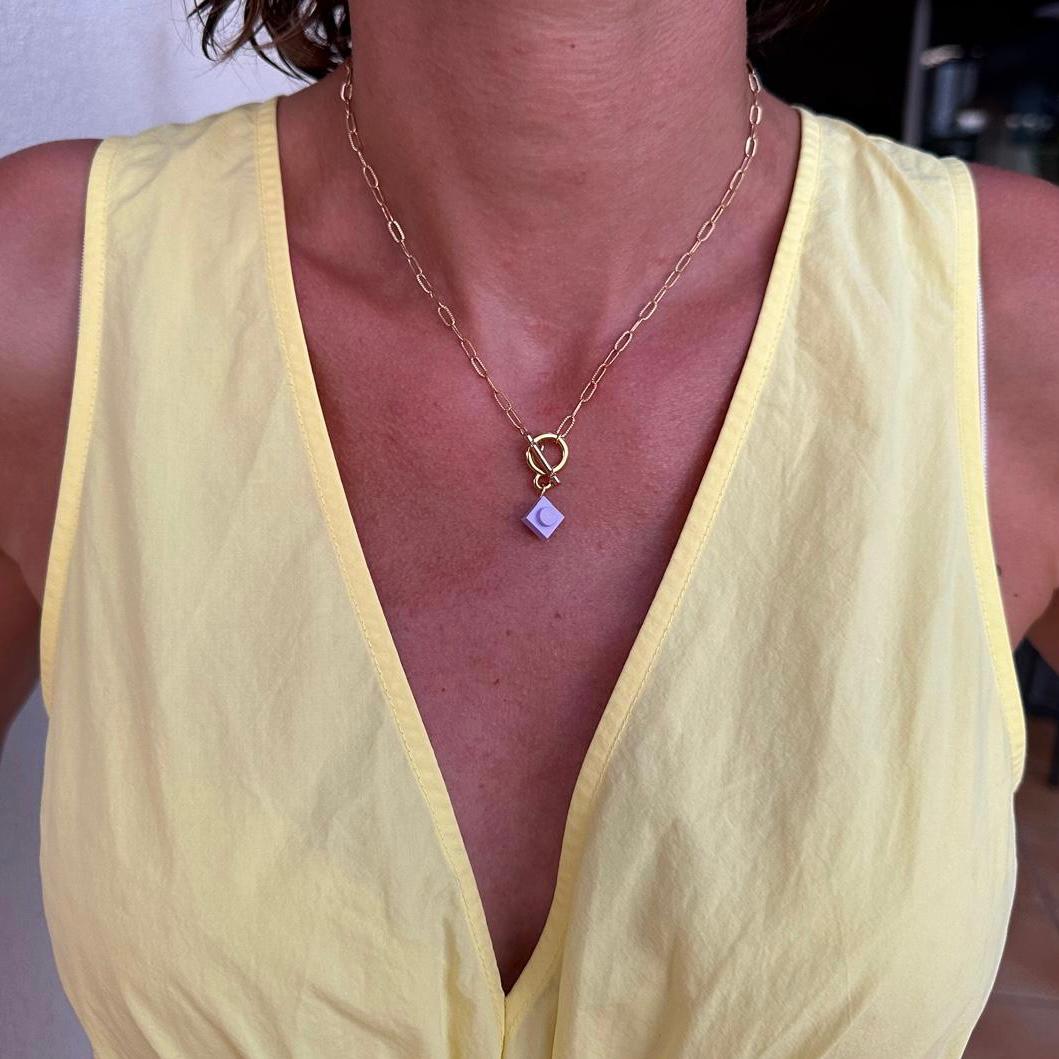 Hammered rectangular mesh necklace - Les Danseuses