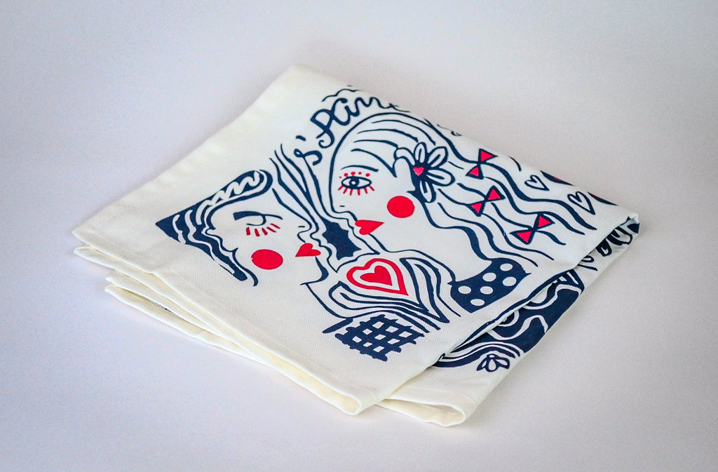 La serviette de table - Linge de table - "Les éternels amoureux"