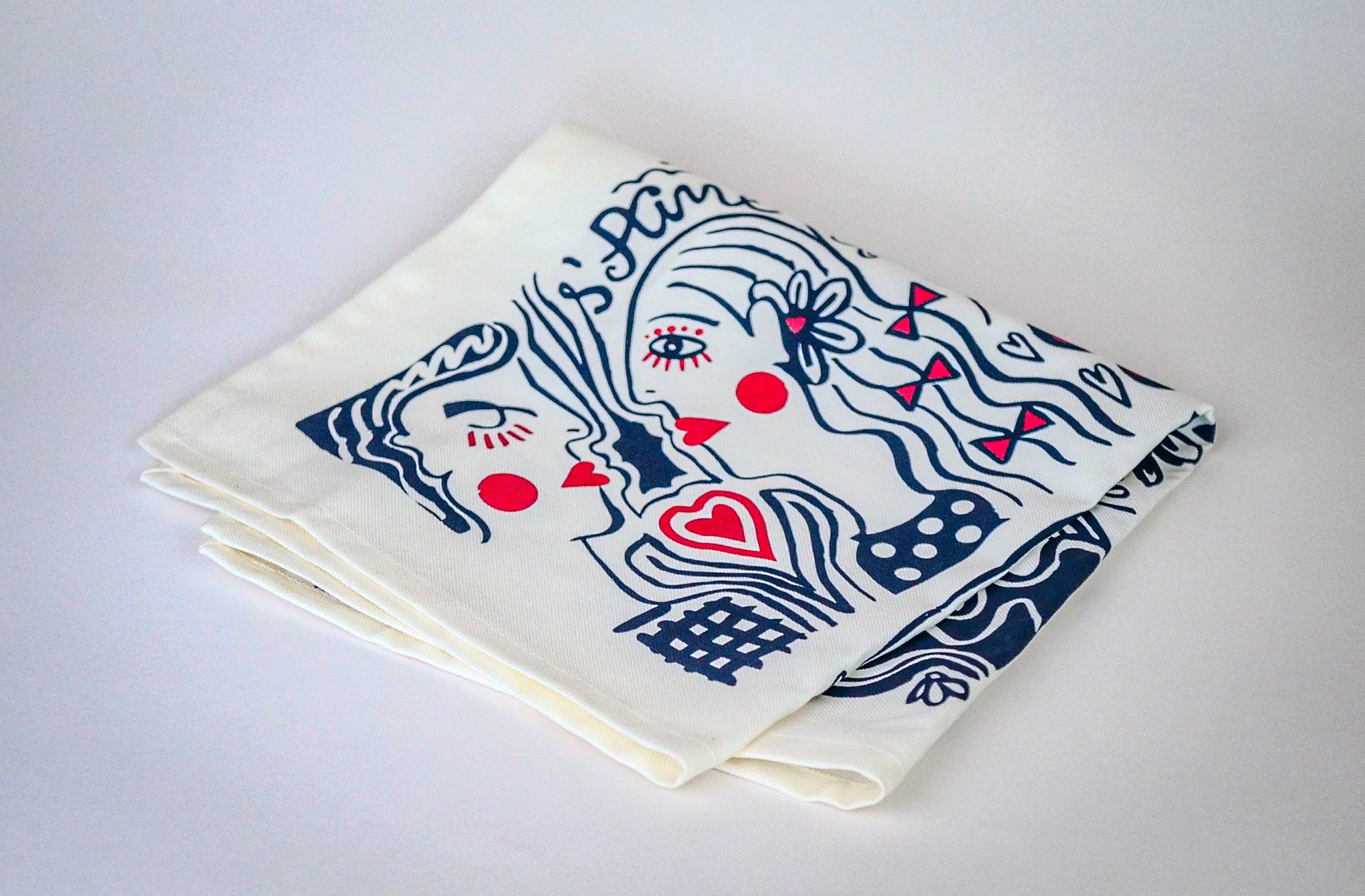 La serviette de table - Linge de table - "Les éternels amoureux"