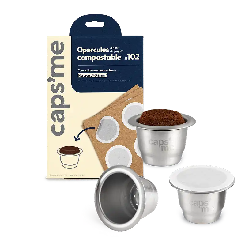300 lids & 3 reusable & refillable stainless steel capsules compatible with Nespresso®