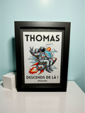 CADRE "THOMAS DESCENDS DE LÀ !" Modèle 2 petit noir