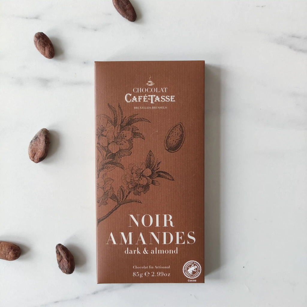 Café-Tasse - Tablette de chocolat Noir & Amandes belge Artisanal