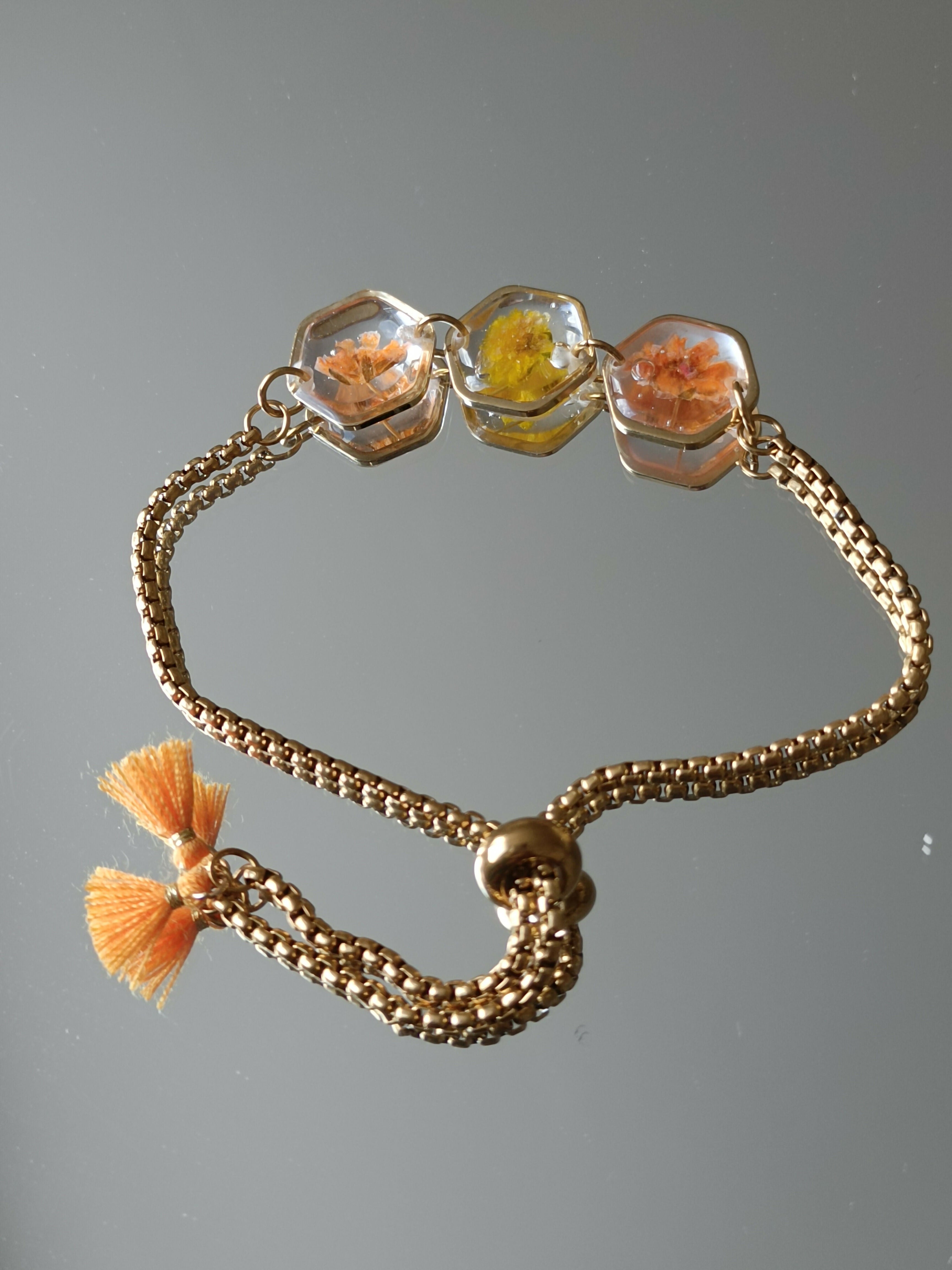 MEL/BFP Bracelets Fleurs séchées Pompons OR