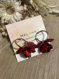 LARGE HOOP EARRINGS - RED PETALS